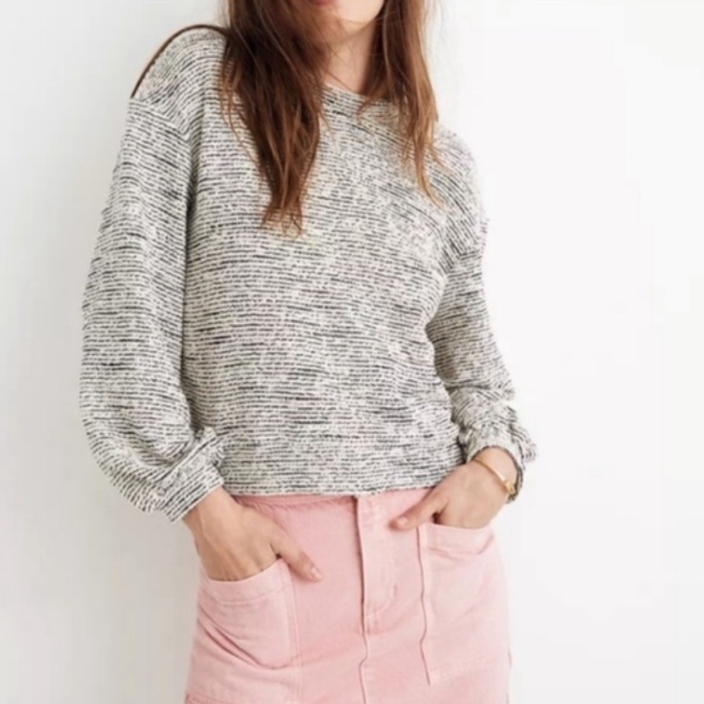 Madewell Texture and Thread Cropped Balloon Sleeve Sweater Size S